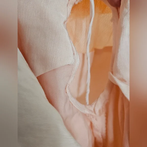 Vintage Handmade 80s Prom Peach Taffeta Party Dress - Picture 8 of 15